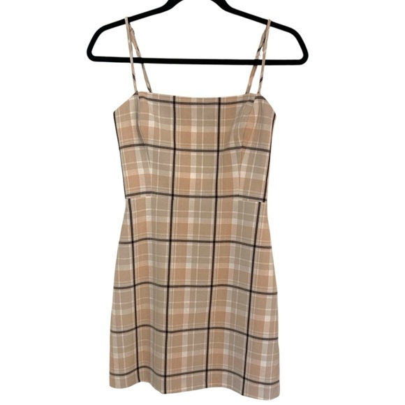 Aritzia Wilfred Modern Mini Dress- Neutral Plaid Mini Dress- Size 0 - Picture 2 of 13